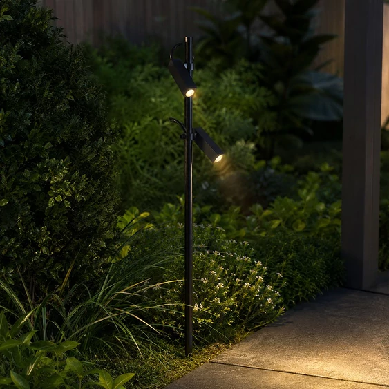 V-TAC DC24V 2x2W LED alumínium leszúrható lámpa, fekete ház, természetes fehér - SKU 24229