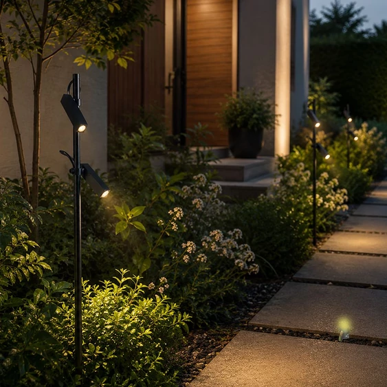 V-TAC DC24V 2x2W LED alumínium leszúrható lámpa, fekete ház, természetes fehér - SKU 24229