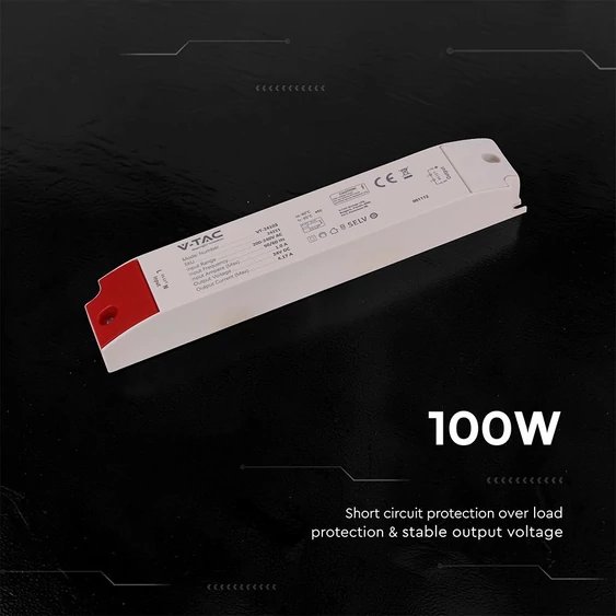 V-TAC IP44 műanyagházas LED tápegység 24V 100W 4.15A - SKU 24251