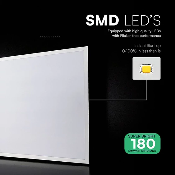 V-TAC süllyeszthető Back-Lit 20W LED panel, hideg fehér, 60x60 cm, 180 Lm/W - SKU 24281