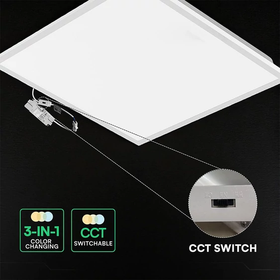 V-TAC süllyeszthető Back-Lit 40W LED panel, állítható színhőmérséklet, 60x60 cm, 120Lm/W - SKU 24324