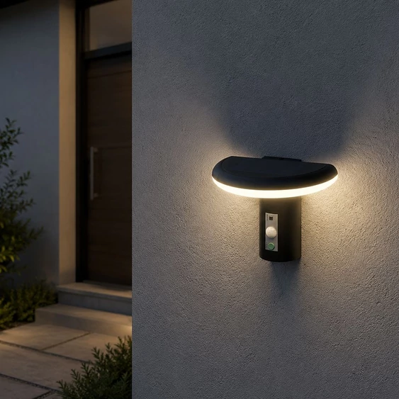 V-TAC 2W napelemes LED fali lámpa PIR szenzorral, IP54, meleg fehér - SKU 24365