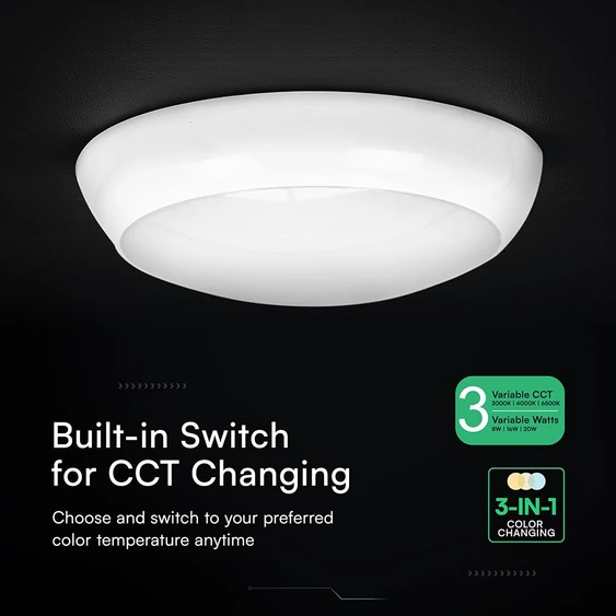 V-TAC CREE LED állítható teljesítményű, szenzorral és vészakkus CCT lámpa IP54 - SKU 812-24-6