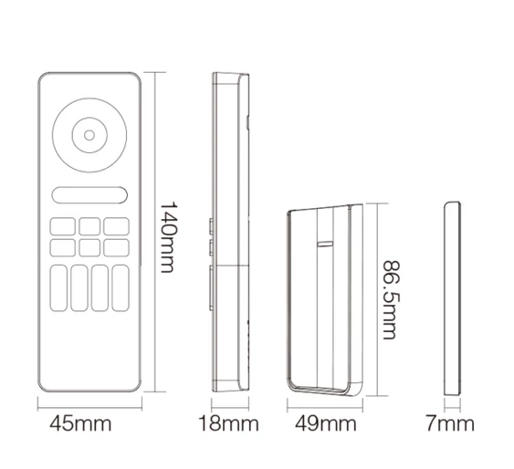 MiLight 4 zónás RGB+CCT fényerőszabályzó távirányító, fehér - C5-W