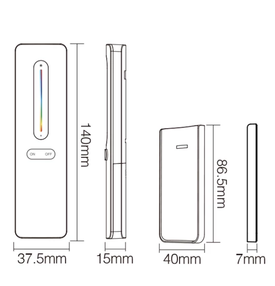 MiLight 1 zónás RGB+CCT fényerőszabályzó távirányító, fehér - C4-W