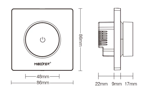 MiLight szerelvénydobozba való fényerőszabályzó, Max. 300W + 2.4GHz vezérléssel kompatibilis -TRI-K1