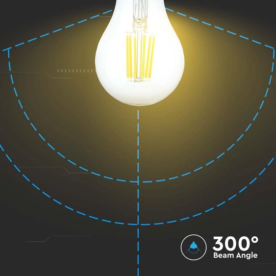 V-TAC 10W E27 hideg fehér filament A60 LED égő - SKU 214412