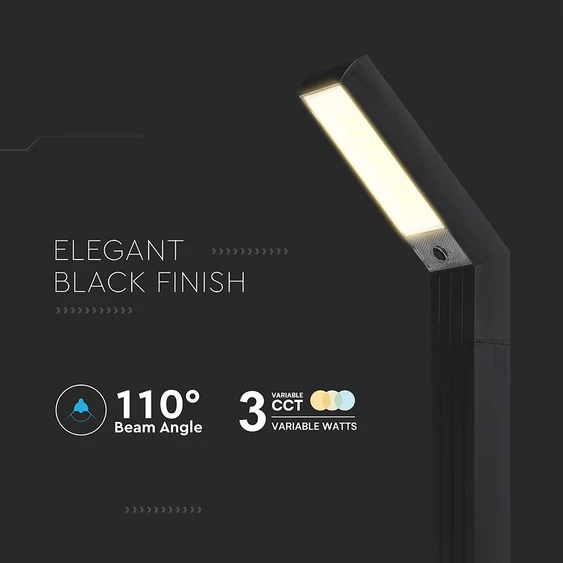 V-TAC 1.5W napelemes LED kandeláber, IP65, állítható színhőmérséklettel - SKU 23997