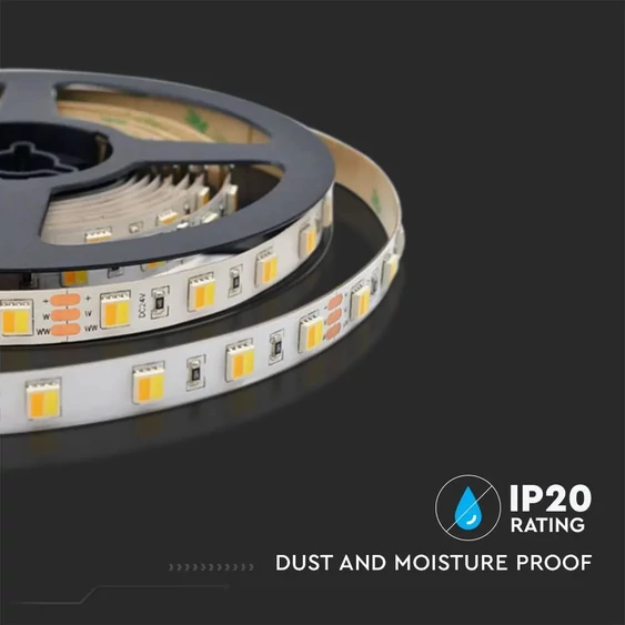 V-TAC 24V változtatható színhőmérsékletű IP20 LED szalag, SMD 2835, 120 LED/m - SKU 2897