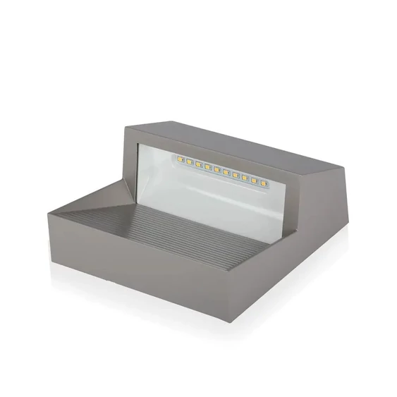 V-TAC 3W szürke LED lépcsővilágítás, szögletes, IP65, meleg fehér - SKU 1400