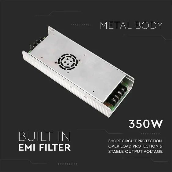 V-TAC fémházas LED tápegység 24V 350W 15A - SKU 3263