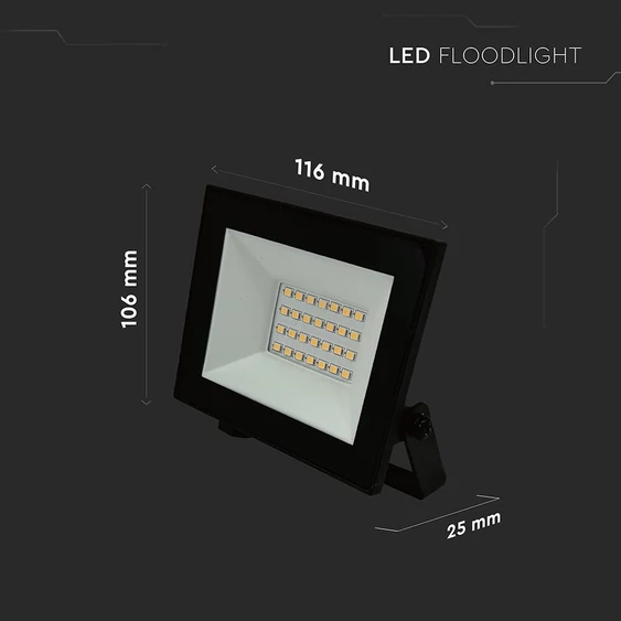 V-TAC FN-széria mini LED reflektor 20W természetes fehér, fekete házzal - SKU 23984