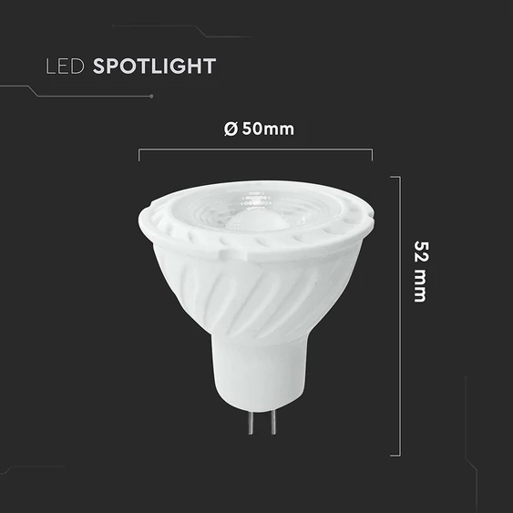 V-TAC GU5.3-MR16 LED spot égő 6W meleg fehér 38° - SKU 212071