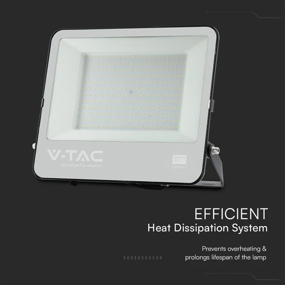 V-TAC LED reflektor 200W, hideg fehér, fekete házzal - SKU 23444