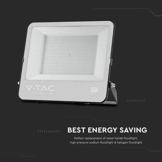V-TAC LED reflektor 200W, hideg fehér, fekete házzal - SKU 23444