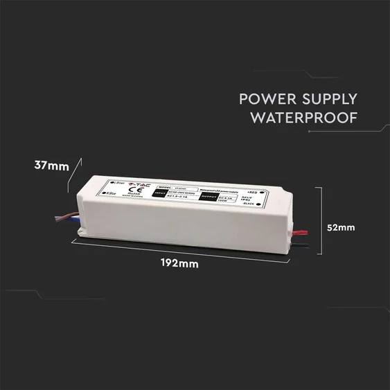 V-TAC műanyagházas IP65 LED tápegység 12V 100W 8A - SKU 3236