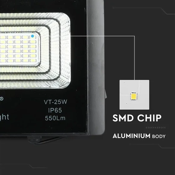V-TAC napelemes LED reflektor 12W természetes fehér 5000 mAh - SKU 8573