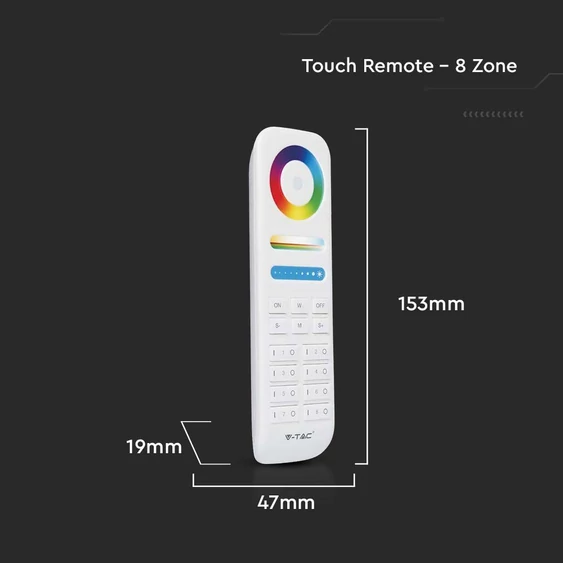 V-TAC RGB+W 8 zónás rádiófrekvenciás LED szalag távirányító - SKU 2921