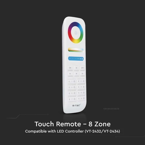 V-TAC RGB+W 8 zónás rádiófrekvenciás LED szalag távirányító - SKU 2921