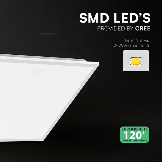 V-TAC CREE LED panel, Starsense táp, természetes fehér 40W 60x60cm, 120 Lm/W, Back-Lit - SKU 241456