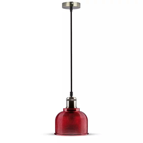 V-TAC piros üveg csillár, függeszték E27 foglalattal - SKU 3731