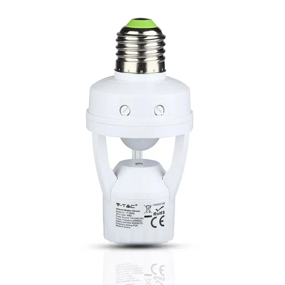 V-TAC mozgásérzékelős E27 LED égő foglalat 360° - SKU 4982