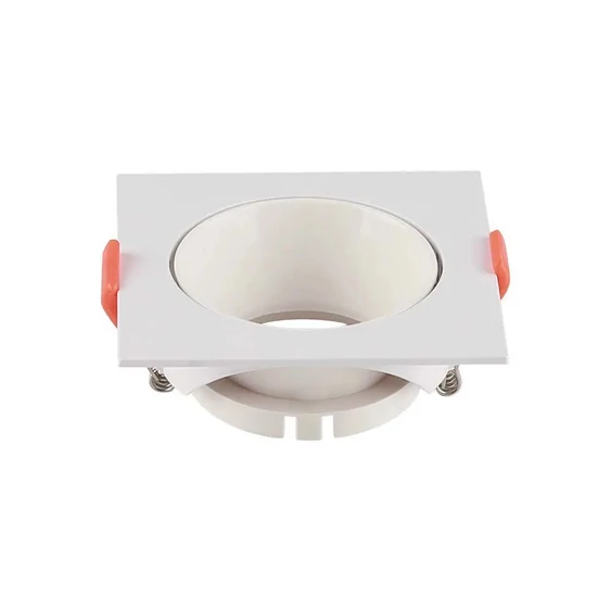 V-TAC GU10 LED műanyag spotlámpa keret, fehér billenthető szögletes lámpatest - SKU 6650
