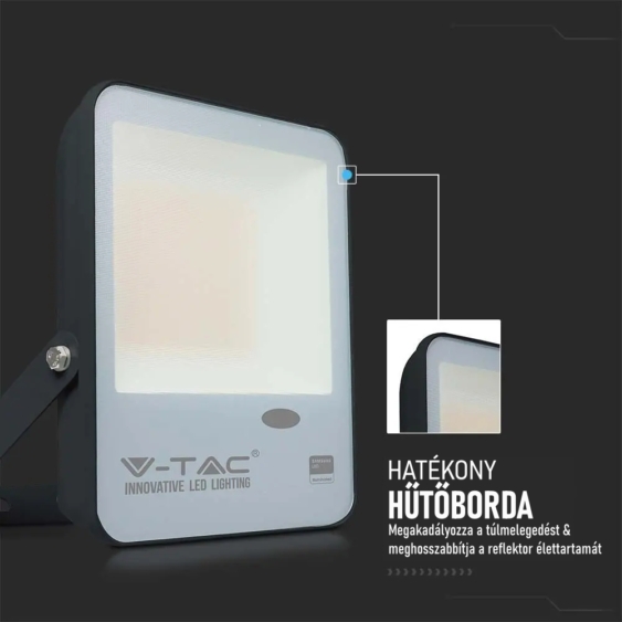 V-TAC LED reflektor 50W meleg fehér 100 Lm/W, beépített alkonykapcsolóval - SKU 20172