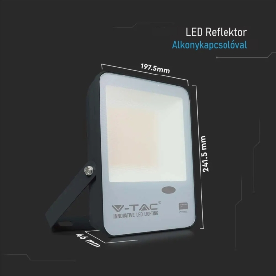 V-TAC LED reflektor 50W természetes fehér 100 Lm/W, beépített alkonykapcsolóval - SKU 20173