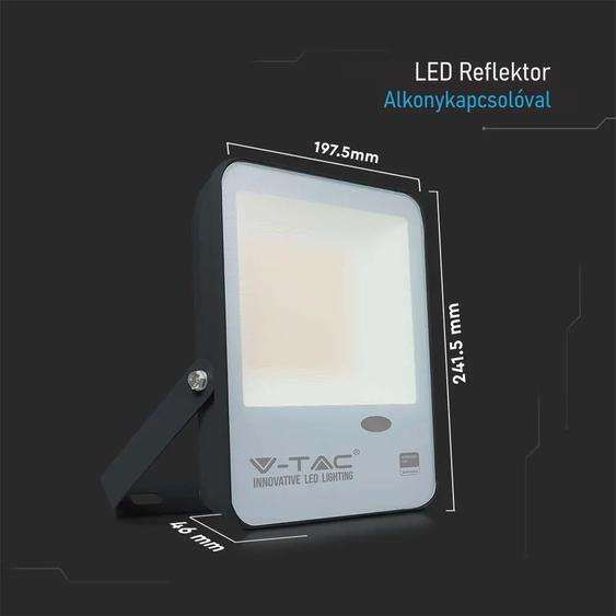 V-TAC LED reflektor 50W hideg fehér 100 Lm/W, beépített alkonykapcsolóval - SKU 20174
