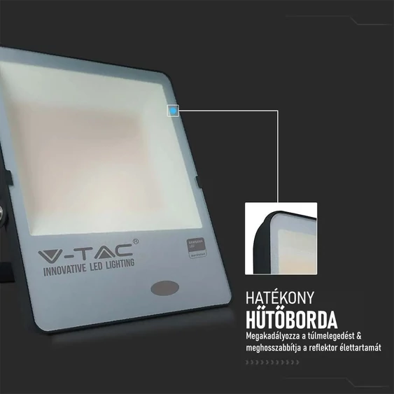 V-TAC LED reflektor 200W hideg fehér 100 Lm/W, beépített alkonykapcsolóval - SKU 20183