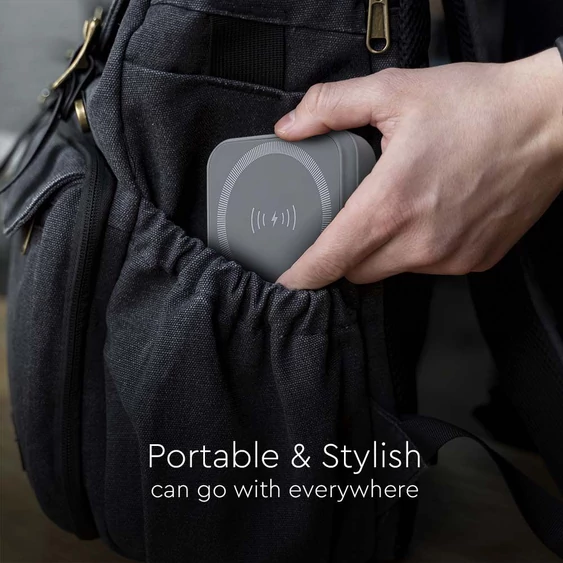 V-TAC 10000mAh powerbank, MagSafe vezeték nélküli töltéssel, szürke - SKU 23040