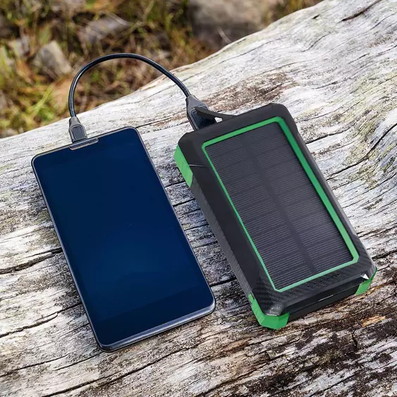 V-TAC 10000mAh powerbank, napelemes töltéssel - SKU 7835