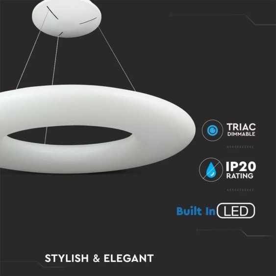 V-TAC 105W dimmelhető designer csillár, beépített LED fényforrással, meleg fehér - SKU 40101