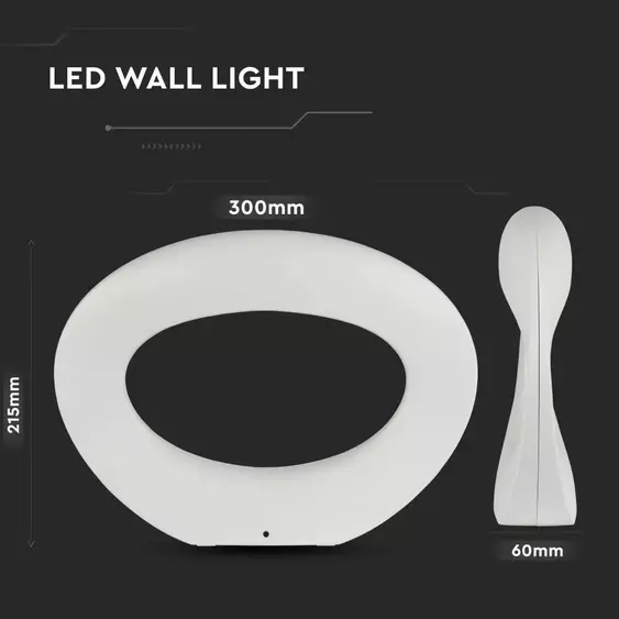 V-TAC 10W beltéri fehér fali LED lámpa meleg fehér - SKU 8307