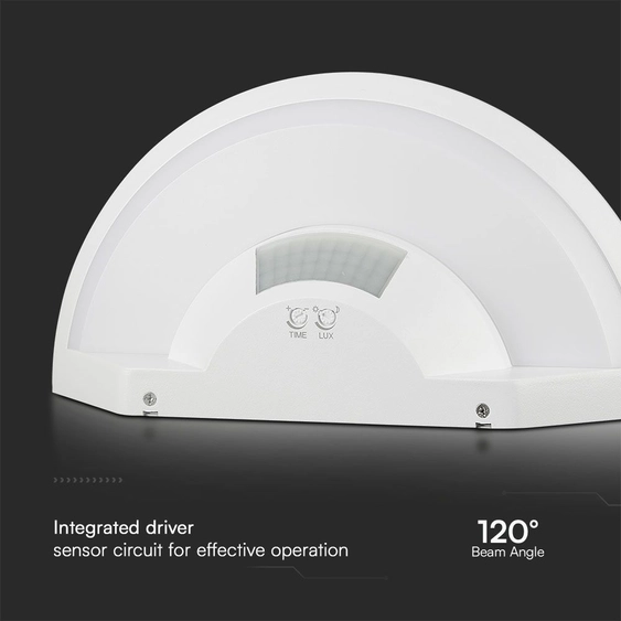 V-TAC 10W fali LED lámpa, mozgásérzékelővel, természetes fehér - SKU 23421