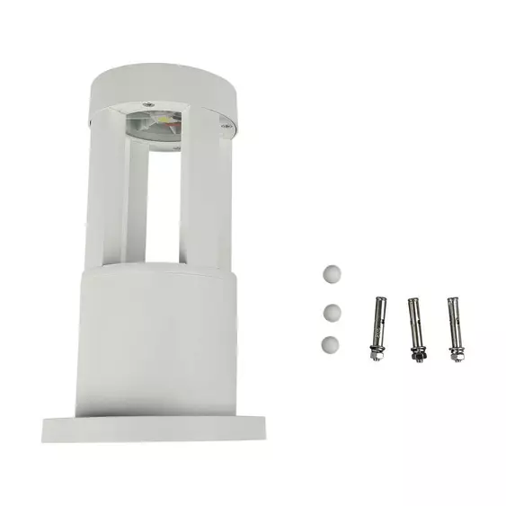 V-TAC 10W kültéri COB LED lámpa oszlop 25 cm, természetes fehér, fehér házzal, 100 Lm/W - SKU 128317