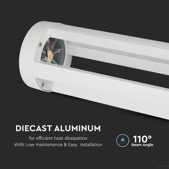 V-TAC 10W kültéri COB LED lámpa oszlop 80 cm, meleg fehér, fehér házzal, 100 Lm/W - SKU 128325