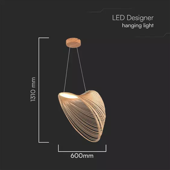 V-TAC 10W LED designer fa csillár, meleg fehér fénnyel - SKU 23369