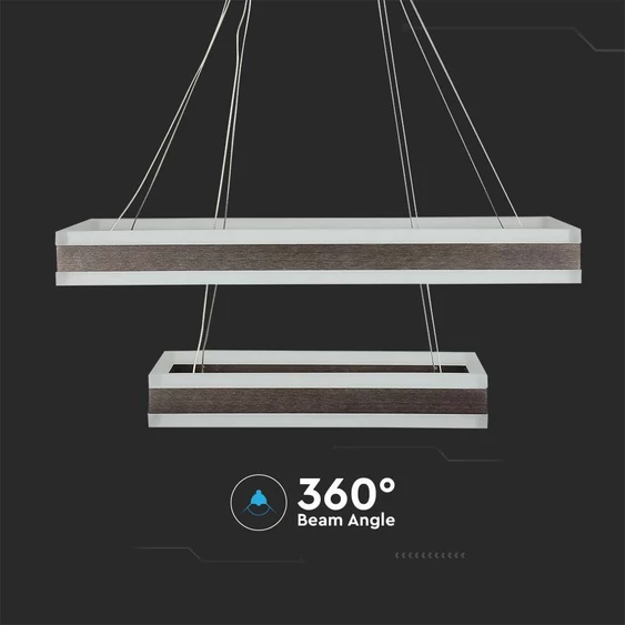 V-TAC 113W dimmelhető, 2 részes, szögletes, kávébarna csillár, meleg fehér - SKU 213988