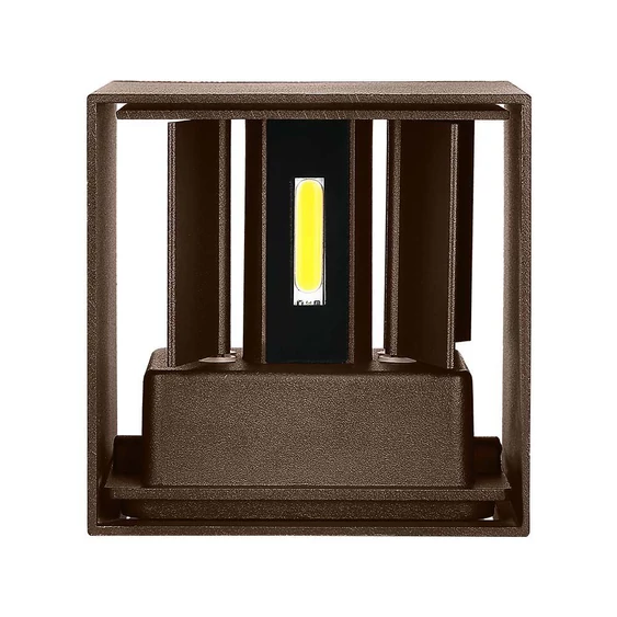 V-TAC 11W kültéri, Corten barna, szögletes, fali LED lámpa meleg fehér, 120 Lm/W - SKU 6820