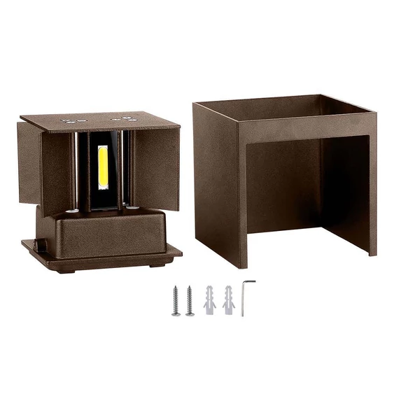 V-TAC 11W kültéri, Corten barna, szögletes, fali LED lámpa meleg fehér, 120 Lm/W - SKU 6820