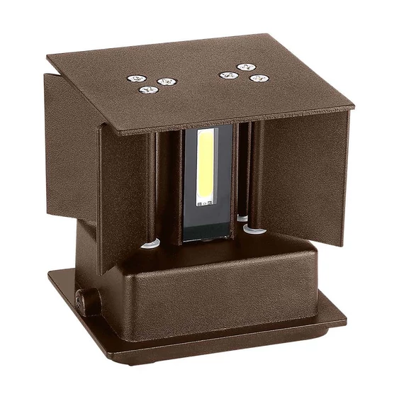 V-TAC 11W kültéri, Corten barna, szögletes, fali LED lámpa meleg fehér, 120 Lm/W - SKU 6820