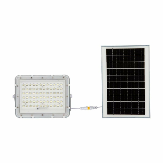 V-TAC 12000mAh napelemes LED reflektor 15W természetes fehér, 1200 Lumen, fehér házzal - SKU 7844