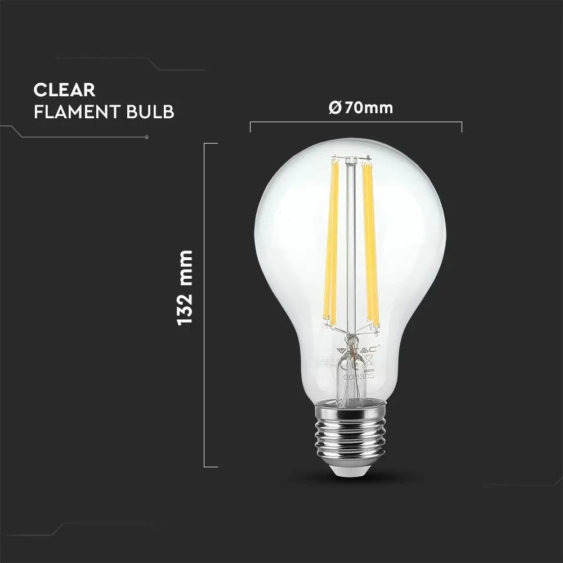 V-TAC 12.5W E27 meleg fehér filament LED égő - SKU 7458