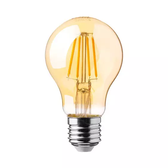 V-TAC 12W borostyán E27 filament A60 LED égő, 2200K, 110 Lm/W - SKU 217457