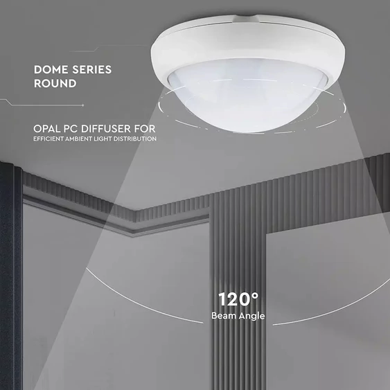 V-TAC 12W kerek IP54 LED lámpa, fehér, természetes fehér fénnyel - SKU 5050