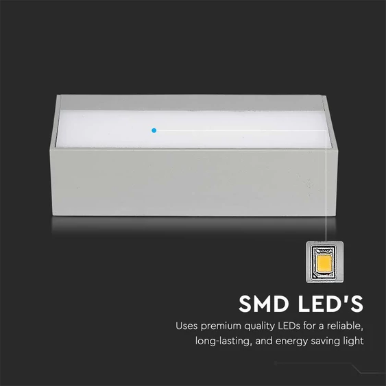 V-TAC 12W kültéri, téglatest alakú, fali LED lámpa természetes fehér - SKU 218243