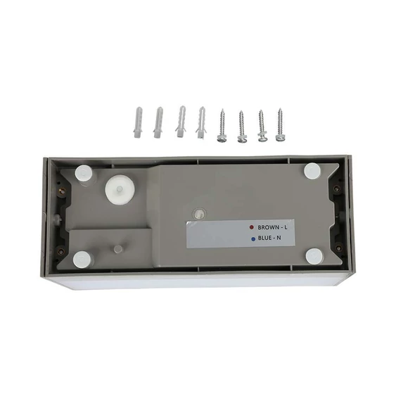 V-TAC 12W kültéri, téglatest alakú, fali LED lámpa természetes fehér - SKU 218243