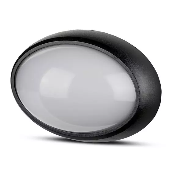 V-TAC 12W ovális IP54 LED lámpa, fekete, meleg fehér fénnyel - SKU 1350
